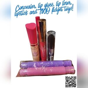 Makeup Bundle w/ Lip Gloss Lipstick Lip Liner Concealer & Fidget Toy • NWOT
